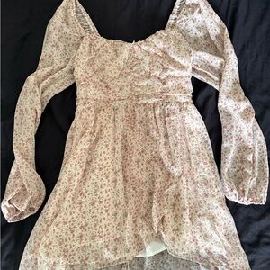 Altar'd State Pink Floral Ruffle Dress